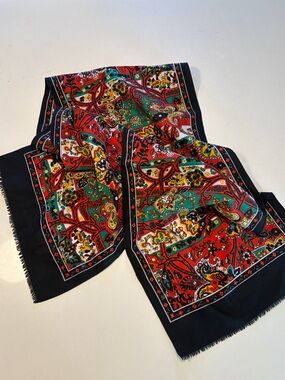Vintage Paisley and Floral Patterned Scarf